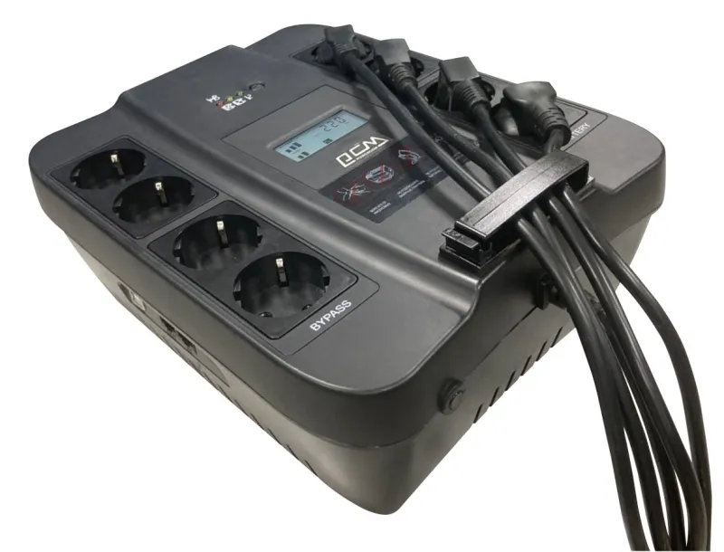 Powercom Back-UPS SPIDER, Line-Interactive, LCD, AVR, 550VA/330W, 8xSchuko outlets (4 surge & 4 batt), USB, black (1456259)