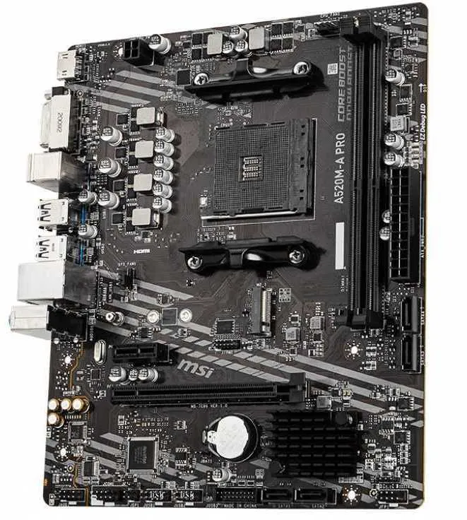 MSI A520M-A PRO Soc-AM4 AMD A520 2xDDR4 mATX AC`97 8ch(7.1) GbLAN RAID+DVI+HDMI