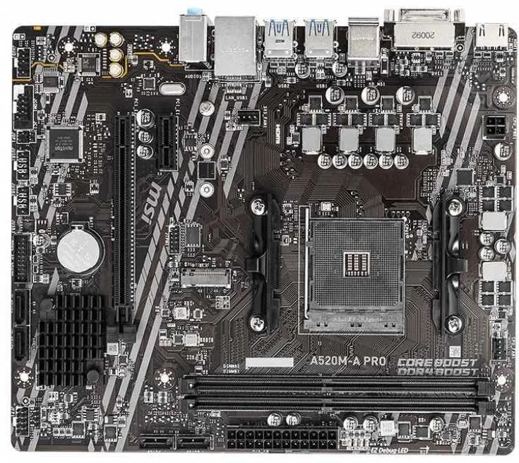 MSI A520M-A PRO Soc-AM4 AMD A520 2xDDR4 mATX AC`97 8ch(7.1) GbLAN RAID+DVI+HDMI