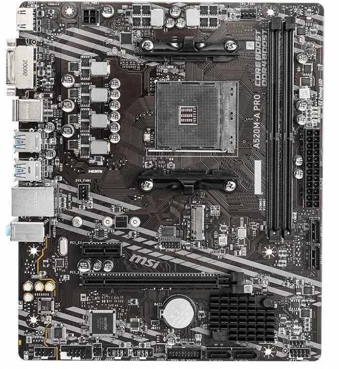 MSI A520M-A PRO Soc-AM4 AMD A520 2xDDR4 mATX AC`97 8ch(7.1) GbLAN RAID+DVI+HDMI