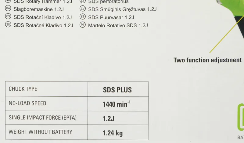 Перфоратор Greenworks GD24SDS1 патрон:SDS-plus уд.:1.2Дж аккум. (кейс в комплекте)