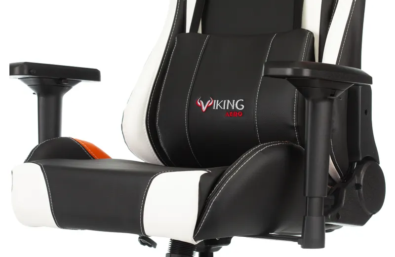 Кресло игровое Zombie VIKING TANK черный/оранжевый/белый эко.кожа с подголов. крестов. металл