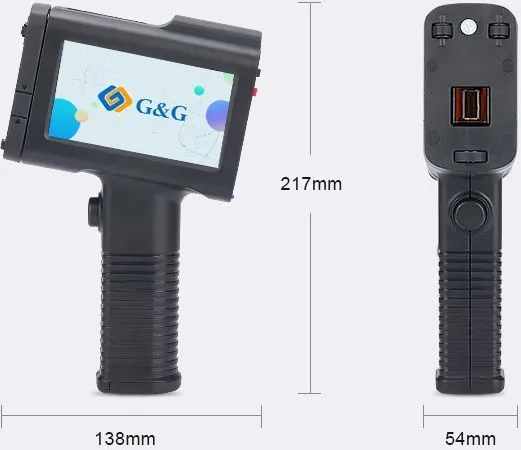 Ninestar G&G (GG-HH1001B-EU) Ручной струйный принтер-маркиратор с цветным 4,3" сенсорным экраном, высота символов до 12,7 мм, 600 dpi,