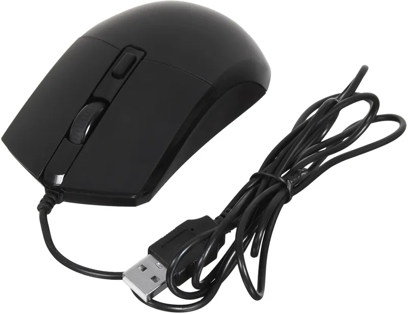 Мышь Оклик 207M черный оптическая (2400dpi) USB (4but)