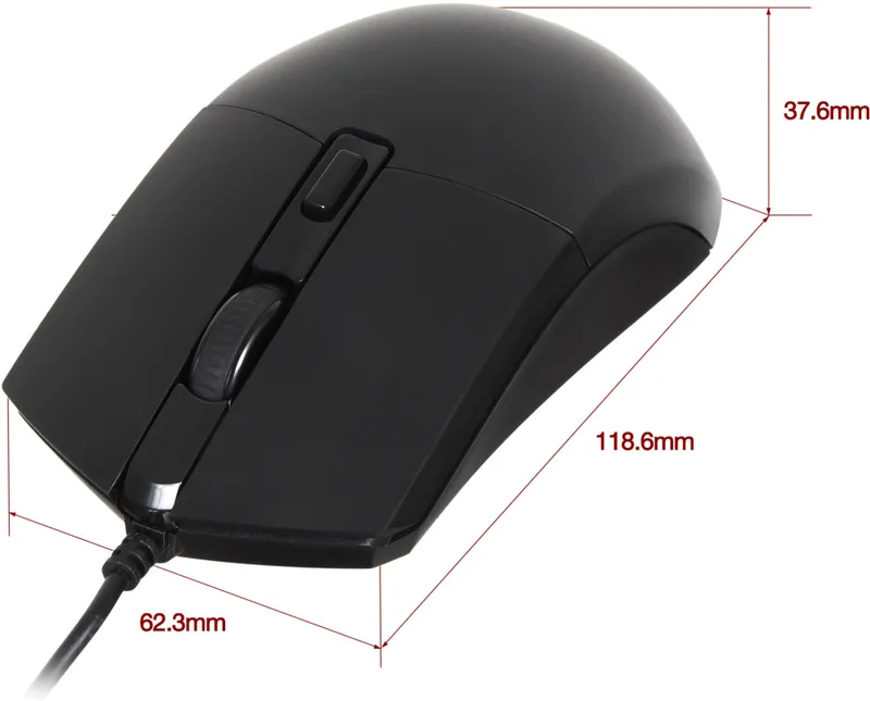 Мышь Оклик 207M черный оптическая (2400dpi) USB (4but)