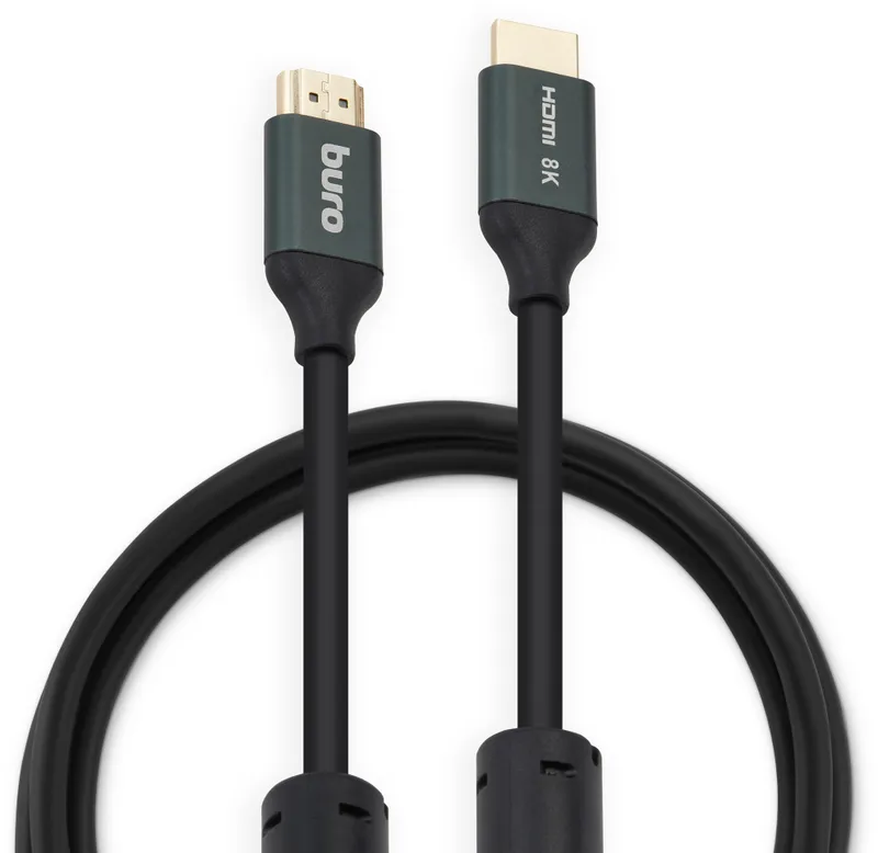Кабель аудио-видео Buro HDMI (m)/HDMI (m) 2м. феррит.кольца позолоч.конт. черный (BHP-HDMI-2.1-2G)