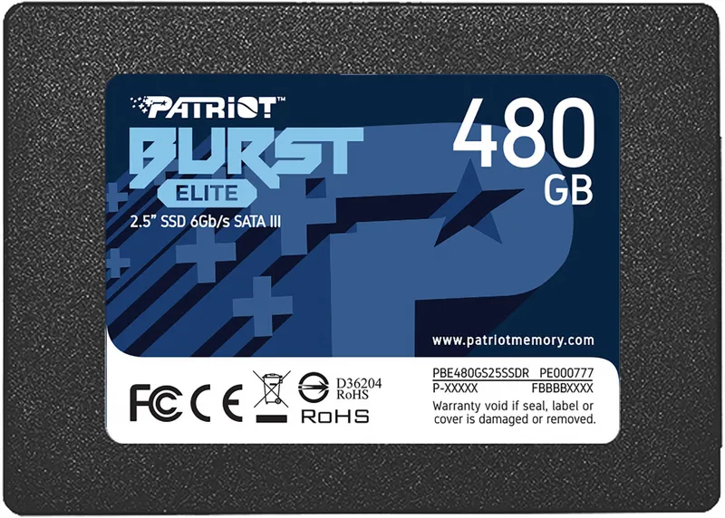 Твердотельный накопитель Patriot BURST ELITE 480GB SATA3 2.5" 450/320 480GB 3D