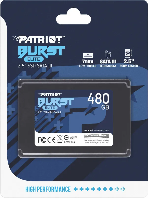 Твердотельный накопитель Patriot BURST ELITE 480GB SATA3 2.5" 450/320 480GB 3D