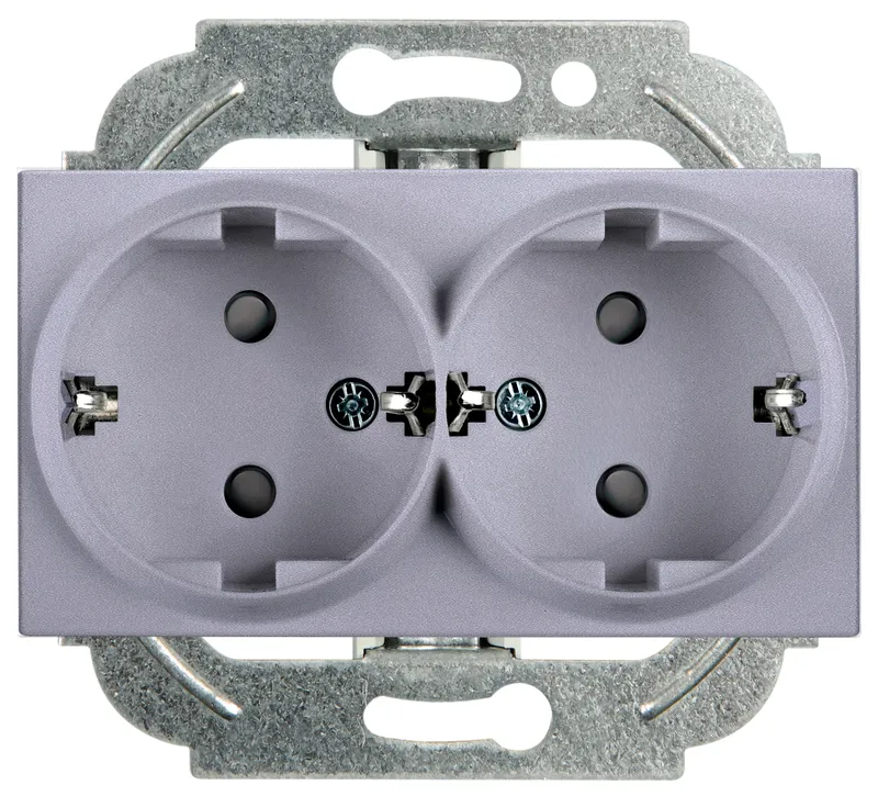 Розетка силов. Panasonic Karre&Arkedia WKTT02152SL-RU 2розет. двойн. скрыт. зазем. штор. IP20 серебро (упак.:1шт)