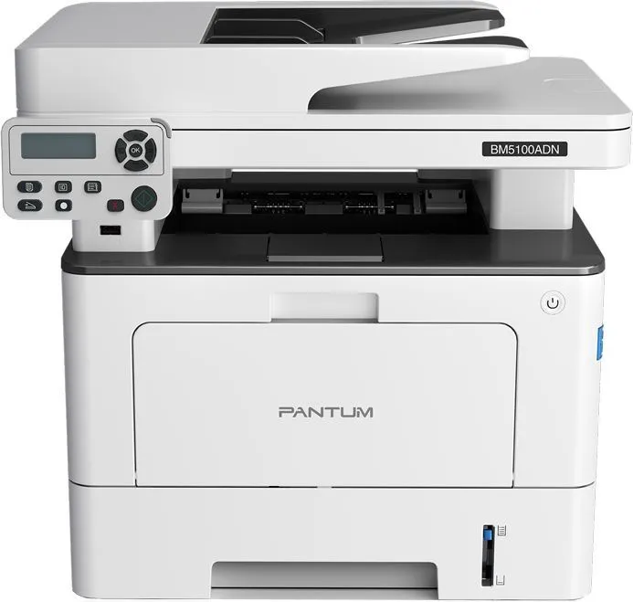 Лазерное многофункциональное устройство Pantum BM5100ADN, P/C/S, Mono laser, A4, 40 ppm (max 100000 p/mon), 1.2 GHz, 1200x1200 dpi, 512 MB RAM, Duplex, DADF50, paper tray 250 pages, USB, LAN, start. cartridge 3000 pages