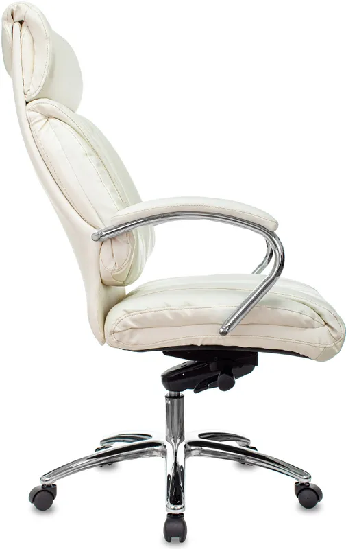 Кресло руководителя Бюрократ T-9904NSL слоновая кость кожа с подголов. крестовина металл хром
