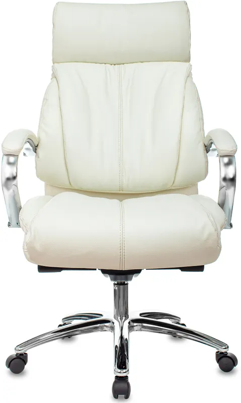Кресло руководителя Бюрократ T-9904NSL слоновая кость кожа с подголов. крестовина металл хром