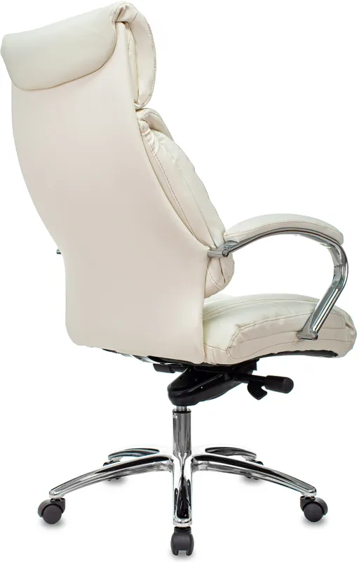 Кресло руководителя Бюрократ T-9904NSL слоновая кость кожа с подголов. крестовина металл хром