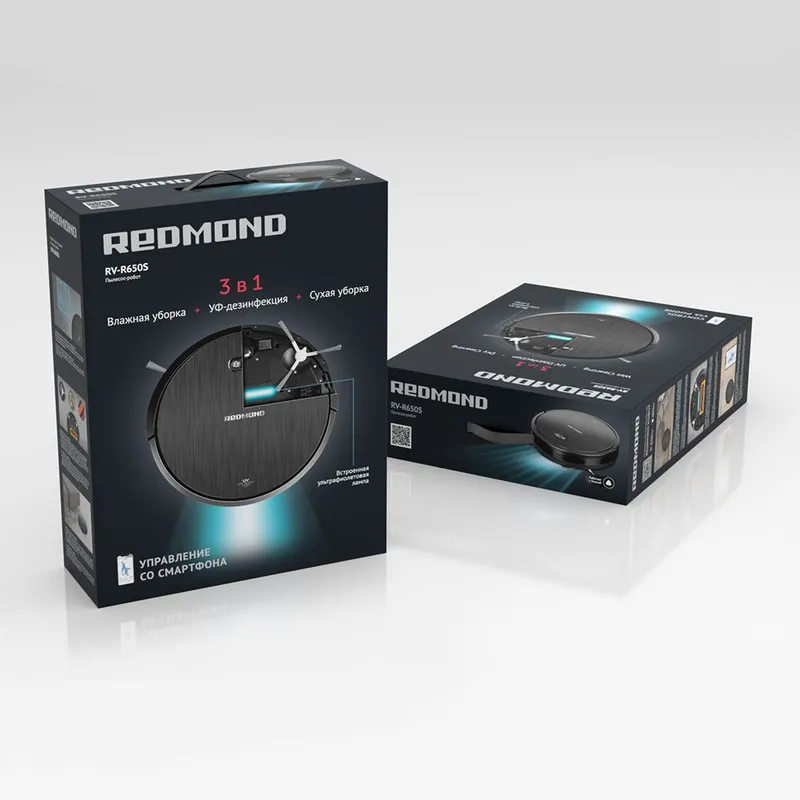 Пылесос-робот Redmond RV-R650S 25Вт черный