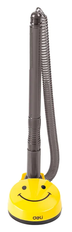 Ручка шариков. автоматическая Deli EQ50-BK черный/прозрачный d=0.7мм черн. черн. (1шт) на подставке резин. манжета