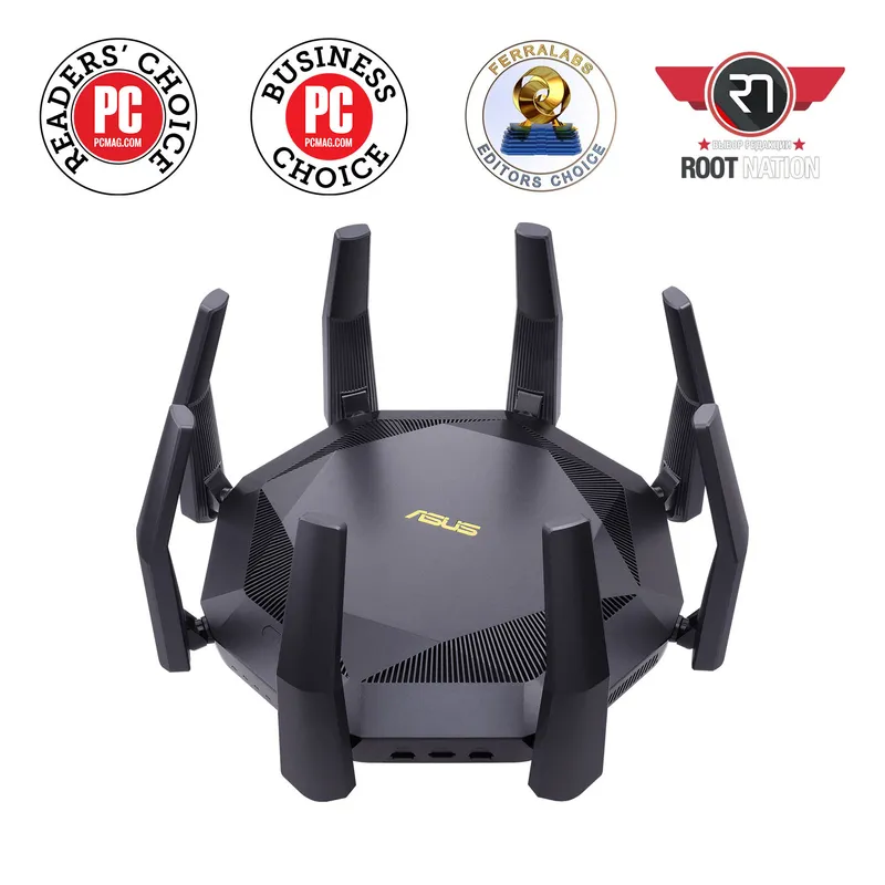 Роутер ASUS RT-AX89X //802.11b/g/n/ac/ax, 1148+4804 Mbps, 2,4 + 5 gGz, 8 antenna, USB, GBT LAN ; 90IG04J1-BM3010