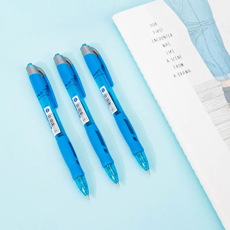 Ручка гелев. автоматическая Deli Arris EG08-BL прозрачный/голубой d=0.5мм син. черн. резин. манжета