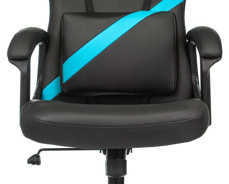 Кресло игровое Zombie DRIVER черный/голубой эко.кожа с подголов. крестов. пластик