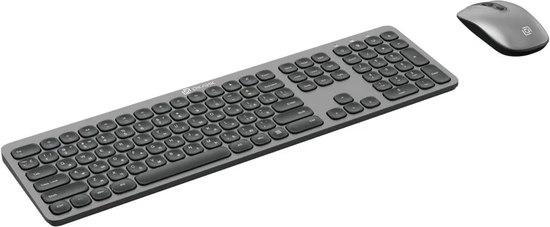 Клавиатура + мышь Оклик 300M клав:серый мышь:серый/черный USB беспроводная slim (1488402)