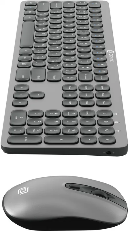 Клавиатура + мышь Оклик 300M клав:серый мышь:серый/черный USB беспроводная slim (1488402)