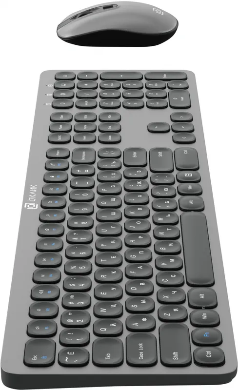 Клавиатура + мышь Оклик 300M клав:серый мышь:серый/черный USB беспроводная slim (1488402)