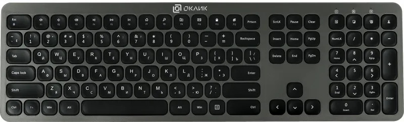 Клавиатура + мышь Оклик 300M клав:серый мышь:серый/черный USB беспроводная slim (1488402)