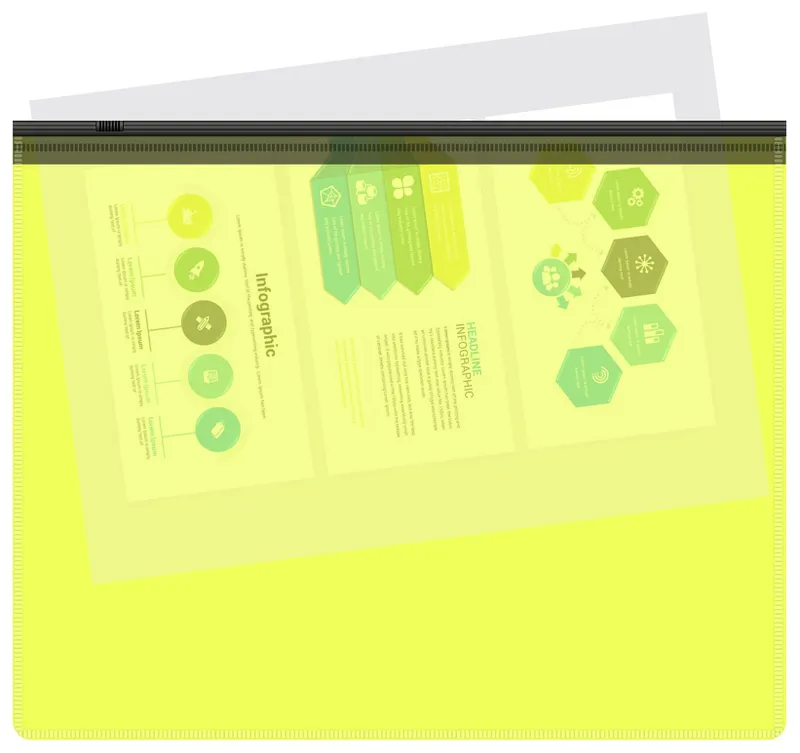 Папка на молнии ZIP Бюрократ Double Neon DNEBPM4AYELBL A4+ полипропилен 0.15мм желтый цвет молнии черный