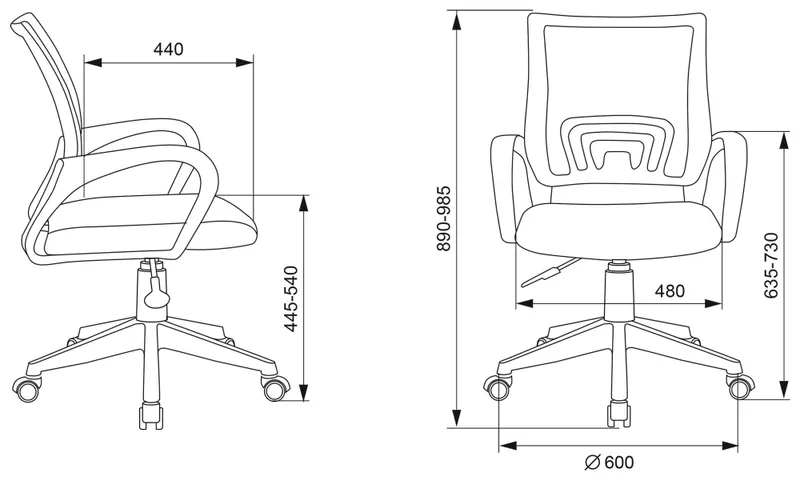 Кресло Бюрократ CH-W695NLT темно-серый TW-04 TW-12 сетка/ткань крестов. пластик пластик белый