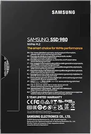 Твердотельный накопитель SSD M.2 (PCI-E NVMe) 500Gb Samsung 980 (R3100/W2600MB/s) (MZ-V8V500BW) 1year