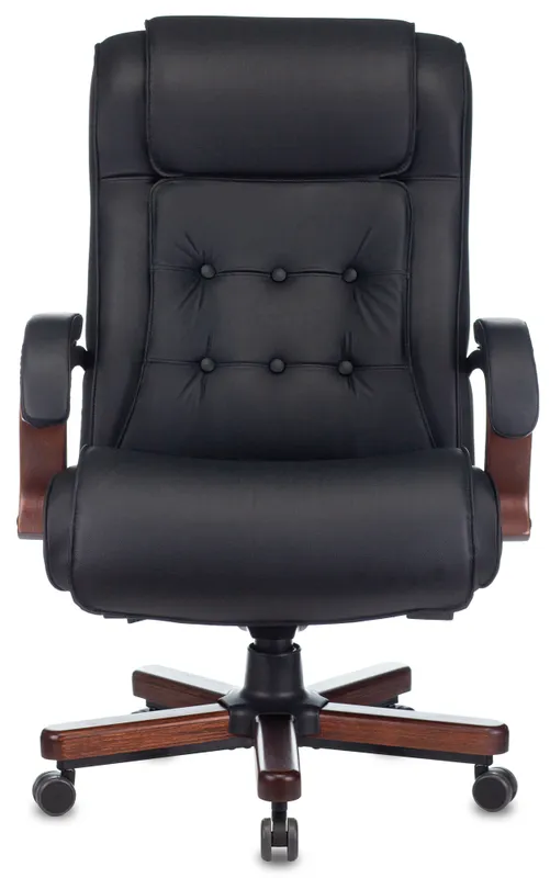 Кресло руководителя Бюрократ T-9926WALNUT черный кожа крестов. металл/дерево