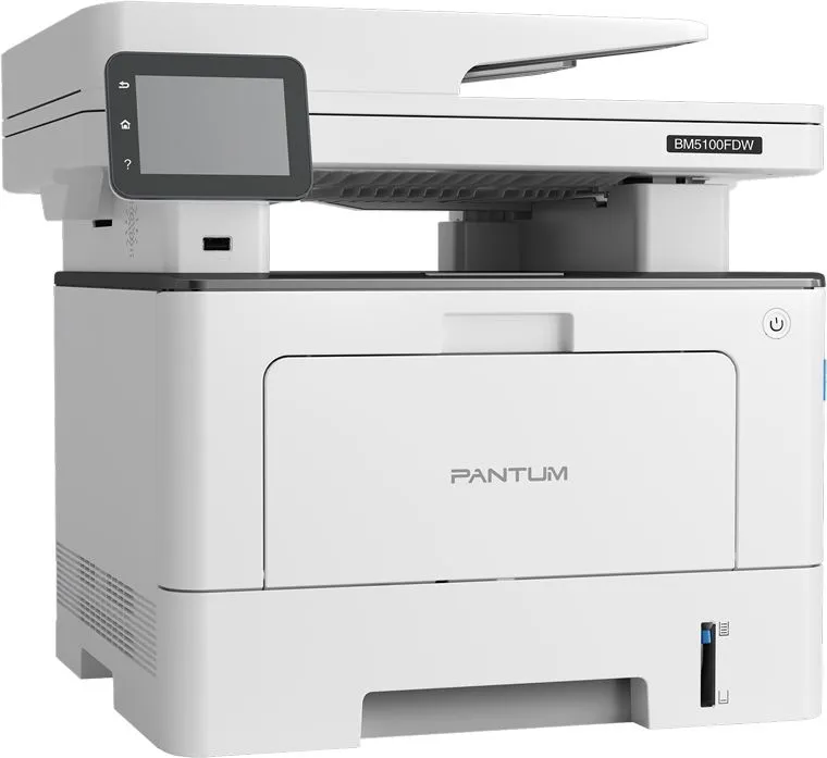 Лазерное многофункциональное устройство Pantum BM5100FDW, P/C/S/F, Mono laser, А4, 40 ppm (max 100000 p/mon), 1.2 GHz, 1200x1200 dpi, 512 MB RAM, Duplex, DADF50, paper tray 250 pages, USB, LAN, WiFi, start. cartridge 3000 pages