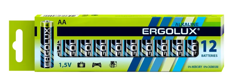 Батарея Ergolux Alkaline LR6 BP-12 AA 2700mAh (12шт) коробка