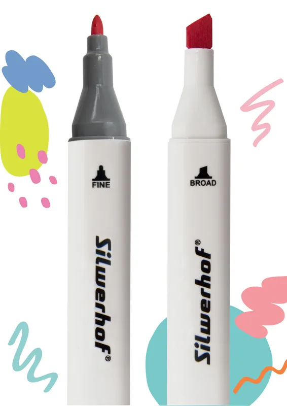 Набор маркеров для скетчинга Silwerhof двойной пиш. наконечник 1-7мм 80цв. пластиковая коробка (80шт.)