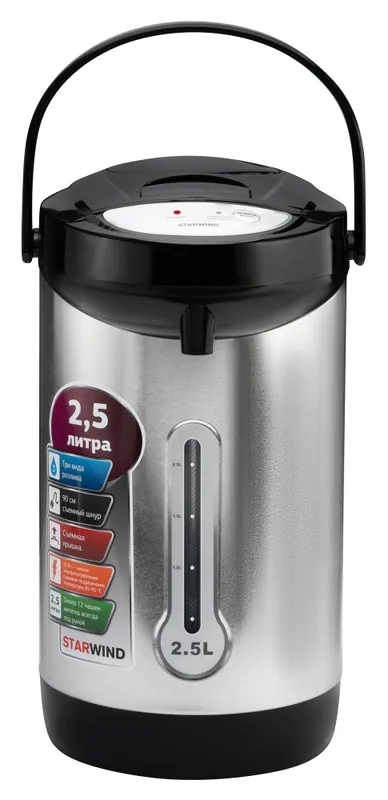 Термопот Starwind STP1820 2.5л. 600Вт серебристый/черный