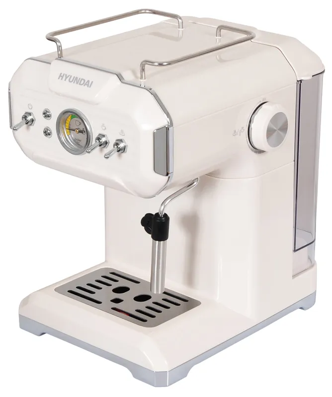 Кофеварка рожковая Hyundai HEM-5300 850Вт бежевый/серебристый