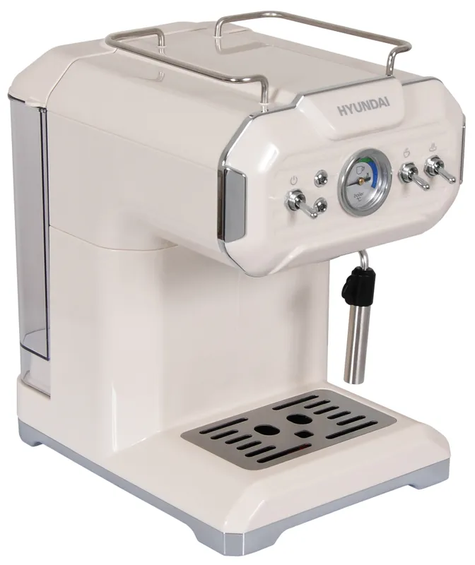 Кофеварка рожковая Hyundai HEM-5300 850Вт бежевый/серебристый
