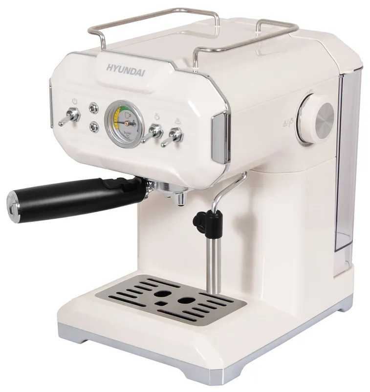 Кофеварка рожковая Hyundai HEM-5300 850Вт бежевый/серебристый
