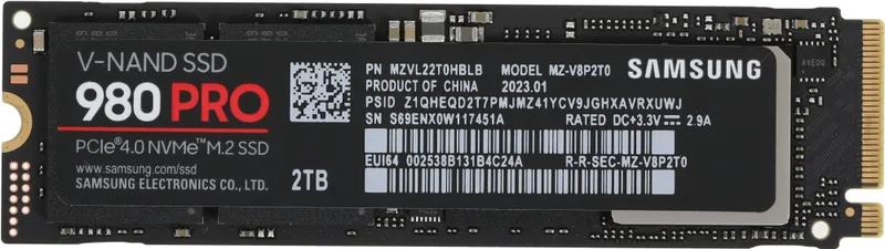 Твердотельный накопитель SSD M.2 (PCI-E NVMe) 2Tb (2048GB) Samsung 980 PRO (R7000/W5000MB/s) (MZ-V8P2T0BW) 1year
