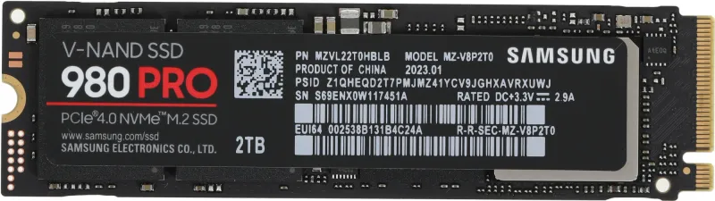 Твердотельный накопитель SSD M.2 (PCI-E NVMe) 2Tb (2048GB) Samsung 980 PRO (R7000/W5000MB/s) (MZ-V8P2T0BW) 1year
