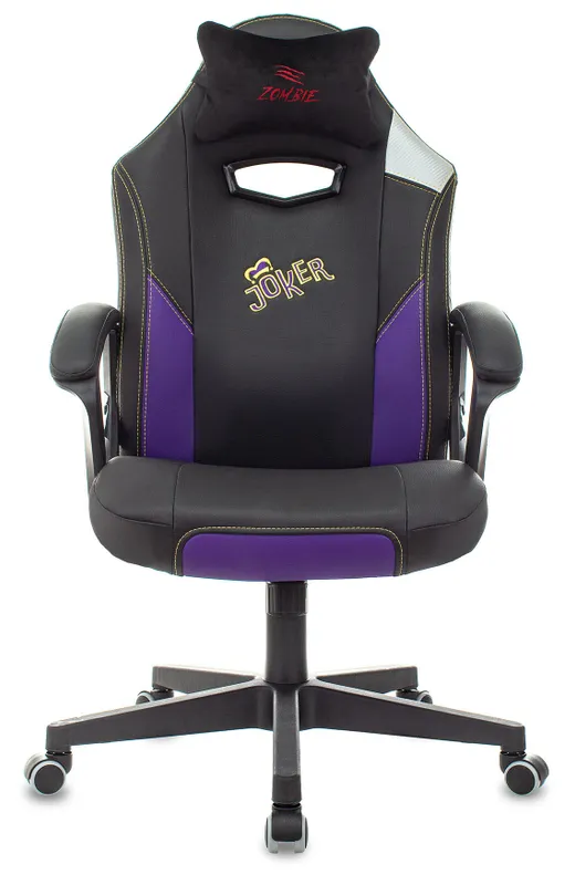 Кресло игровое Zombie HERO JOKER черный/фиолетовый эко.кожа с подголов. крестов. пластик