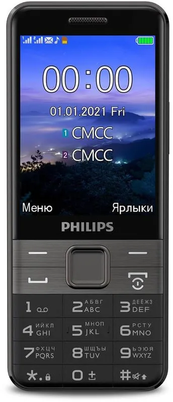 Мобильный телефон Philips E590 Xenium черный моноблок 2Sim 3.2" 240x320 2Mpix GSM900/1800 GSM1900 MP3 FM microSD max16Gb