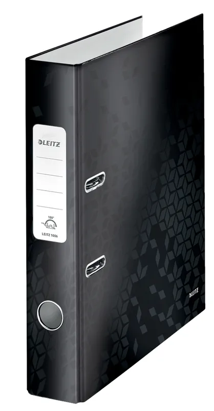 Папка-регистратор Leitz WOW 10060095 A4 52мм лам.карт. черный без. окант. вместимость 350 листов накл.на кор.