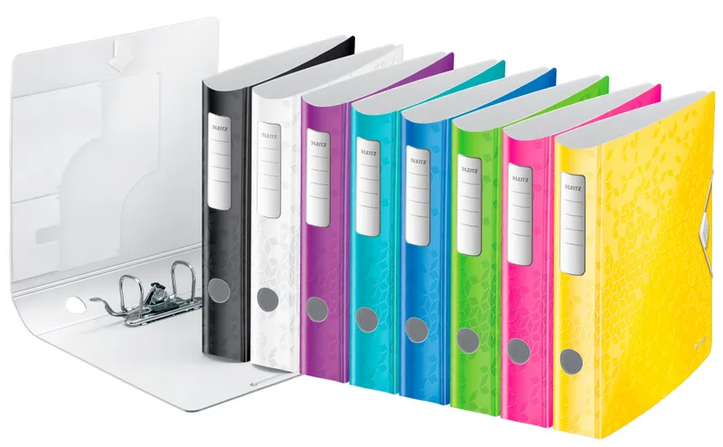 Папка-регистратор Leitz Active WOW 11070062 A4 65мм лам.карт. фиолетовый без. окант. вместимость 350 листов накл.на кор.