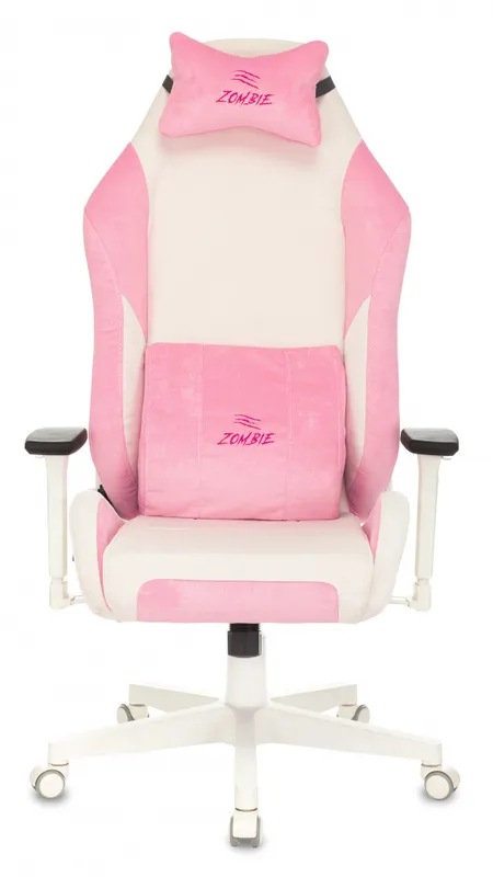 Кресло игровое Zombie EPIC PRO Fabric белый/розовый с подголов. крестов. пластик пластик белый