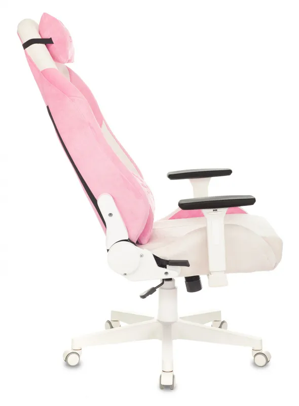Кресло игровое Zombie EPIC PRO Fabric белый/розовый с подголов. крестов. пластик пластик белый