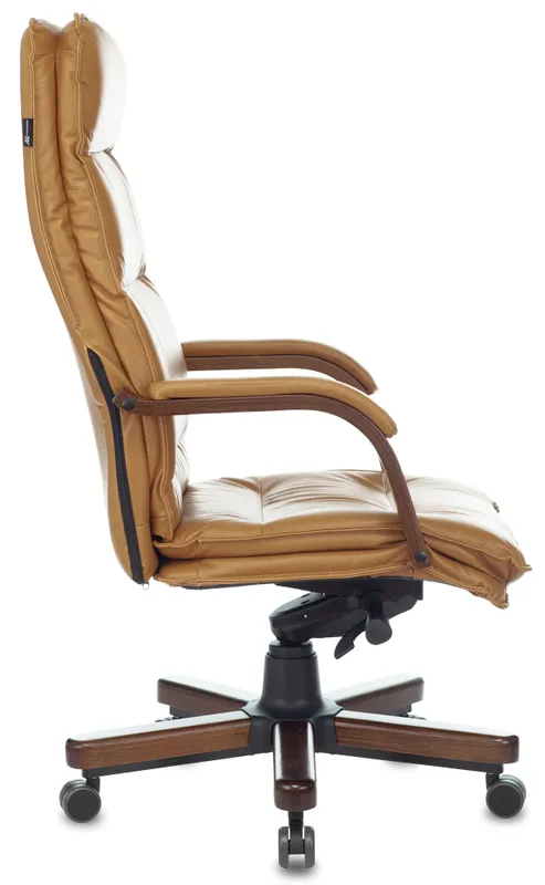 Кресло руководителя Бюрократ T-9927WALNUT горчичный кожа крестов. металл/дерево