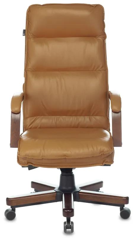 Кресло руководителя Бюрократ T-9927WALNUT горчичный кожа крестов. металл/дерево