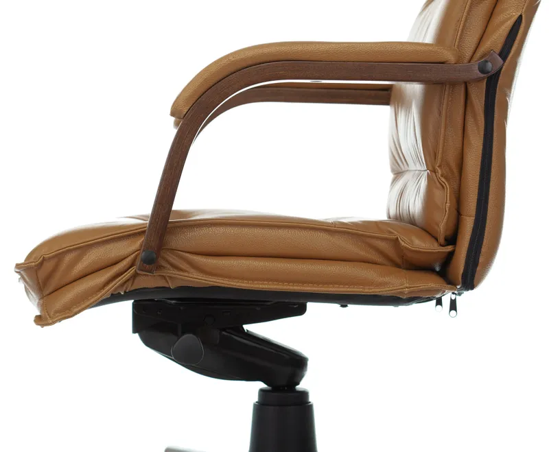 Кресло руководителя Бюрократ T-9927WALNUT горчичный кожа крестов. металл/дерево