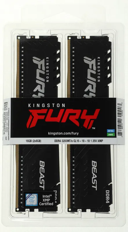 Оперативня память Kingston 16GB 3200MHz DDR4 CL16 DIMM (Kit of 2) FURY Beast Black
