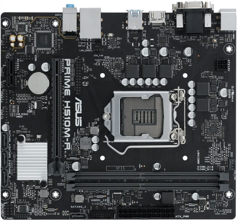 ASUS PRIME H510M-R-SI, LGA1200, H510, 2*DDR4, DVI+D-Sub + HDMI, SATA3, Audio, Gb LAN, USB 3.2, COM*1 header (w/o cable),mATX ;90MB18C0-M0ECY0, 3 year